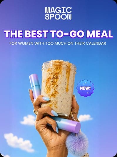 Ad creative — to-go shake held up against the sky