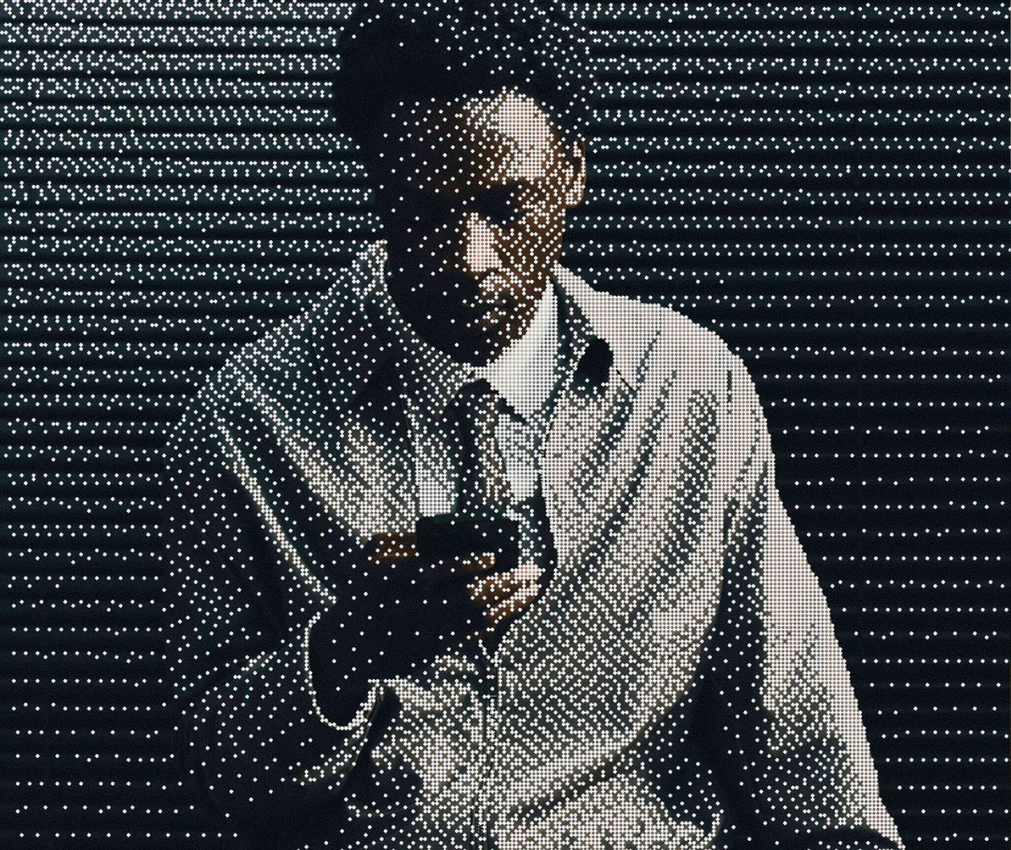 Stylized image of a man on a phone